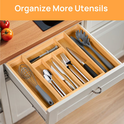 US Local Expandable Bamboo Kitchen Drawer Storage Box