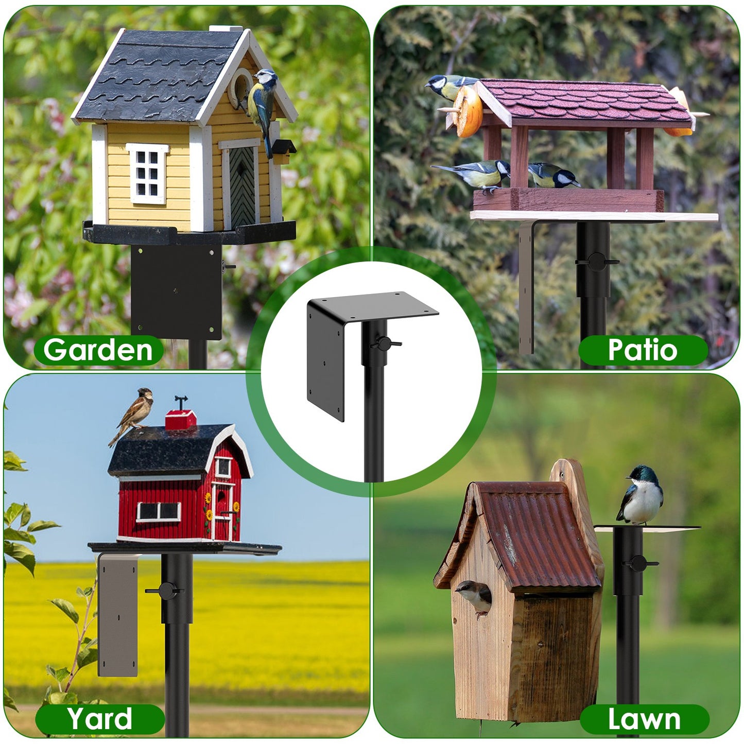 US Local 1 Set  79.92in Bird House Pole Kit Height Adjustable Bird Feeder Pole Mount Kit Heavy Duty Bird House Pole Set With 5 Prongs Base For Bird House Bird Feeder House Not Included