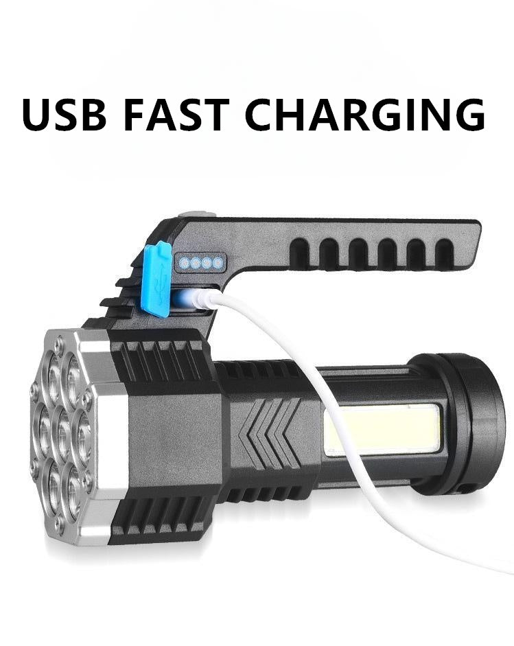 UK Local 7 LED Flashlight COB Torch Rechargeable Side Light USB Charging 4 Modes Waterproof Work Light
