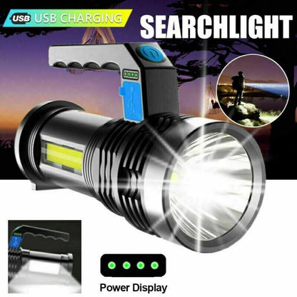 US Local LED Flashlight USB Rechargeable Torch COB Spotlight Camping Light High Lumens Emergency Lamp 3 Modes Waterproof