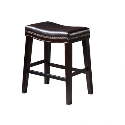 US Local Contemporary Upholstered Saddle Counter Stool With Nailhead Trim Dark Brown
