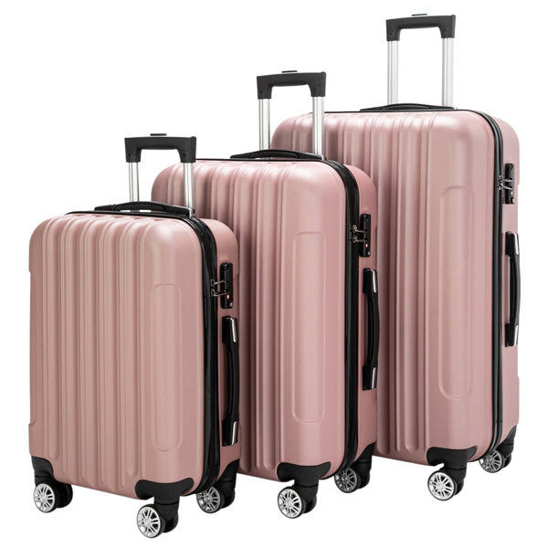 US Local Vertical 3-in-1 Spinner Wheel With Handle Trolley Box 20in 24in 28in ABS Aluminum Alloy Trolley Fashion Color - Rose Gold