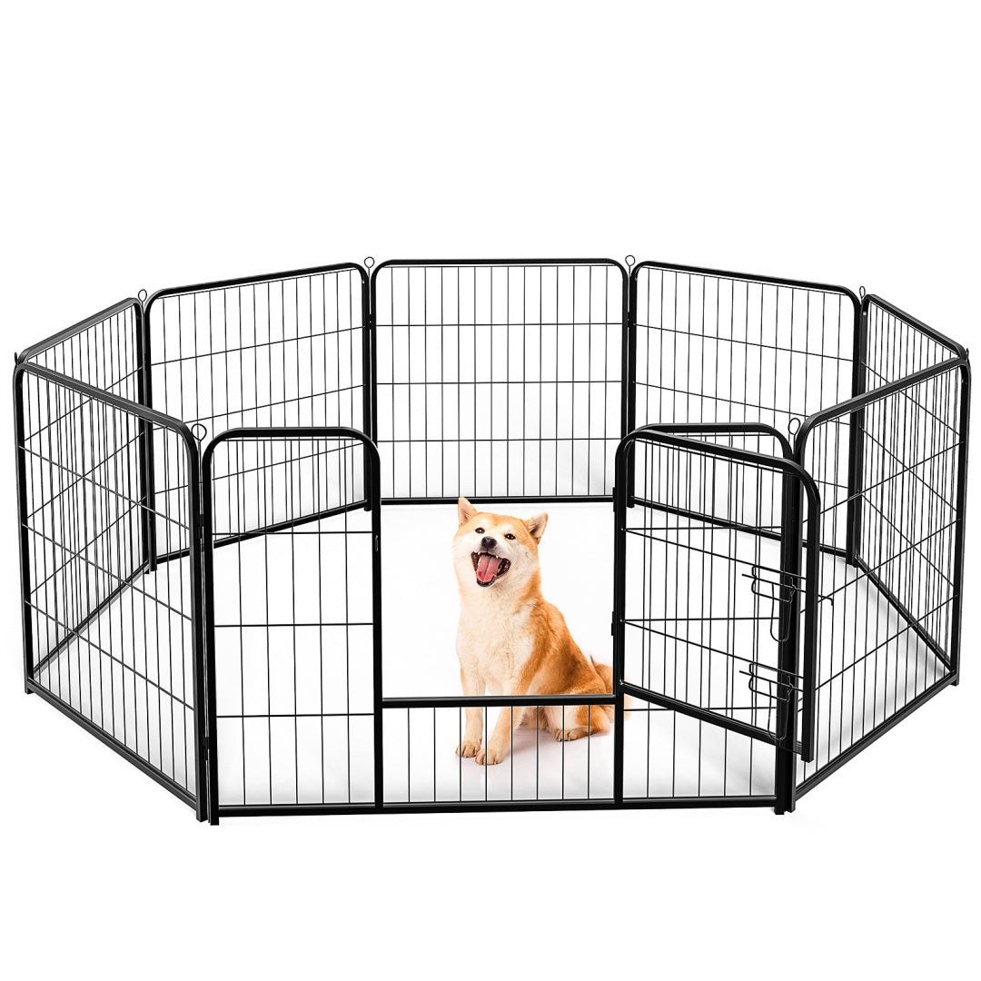 US Local Dog Playpen Indoor Fence Height Metal Exercise Pen With Door Small Puppy-Medium-Large Dogs Animal Pet For Outdoor, Garden, Yard