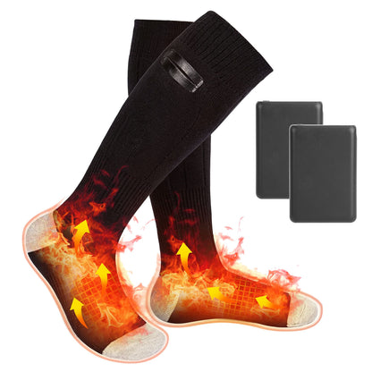 US Local 1 Pair  Electric Heated Socks For Men Women Battery Powered Heated Socks Rechargeable Feet Warmer With 4 Temperature Levels Indoor Outdoor Machine Washable