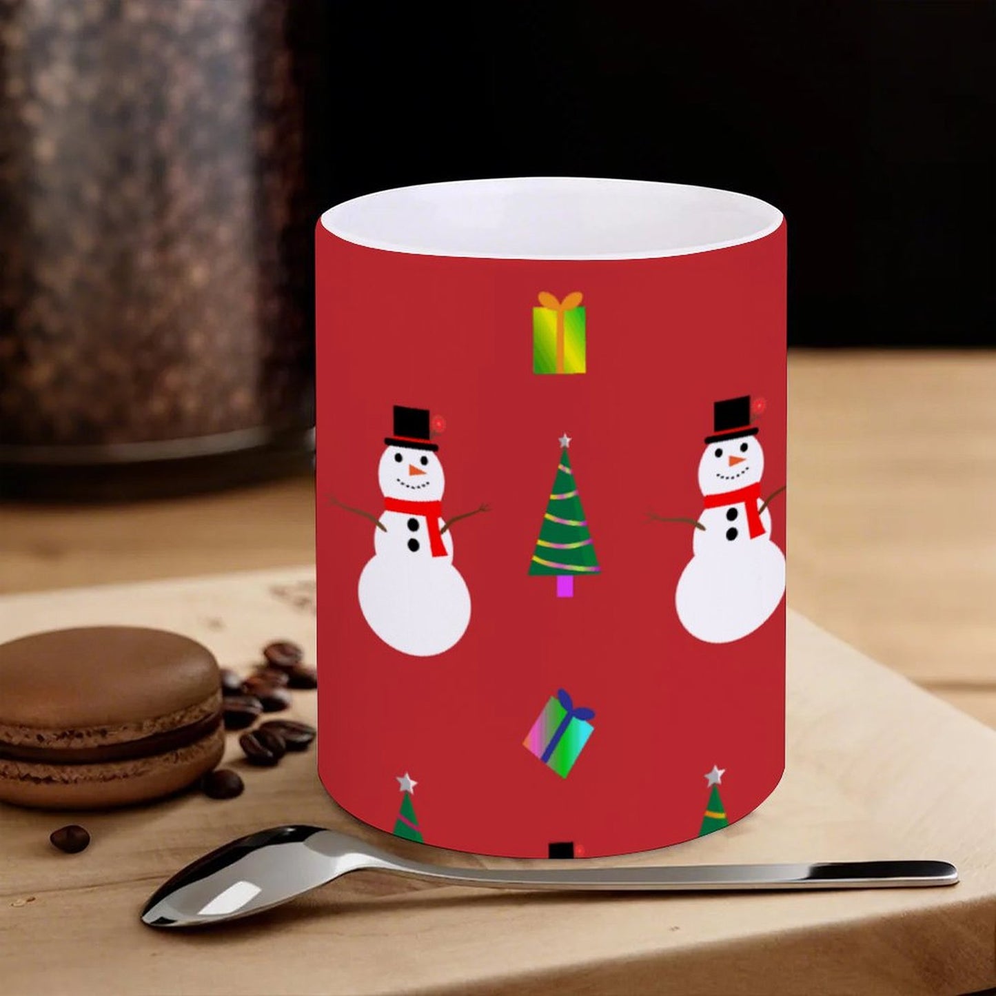 POD US Local White mug with full print, Christmas Red 0042