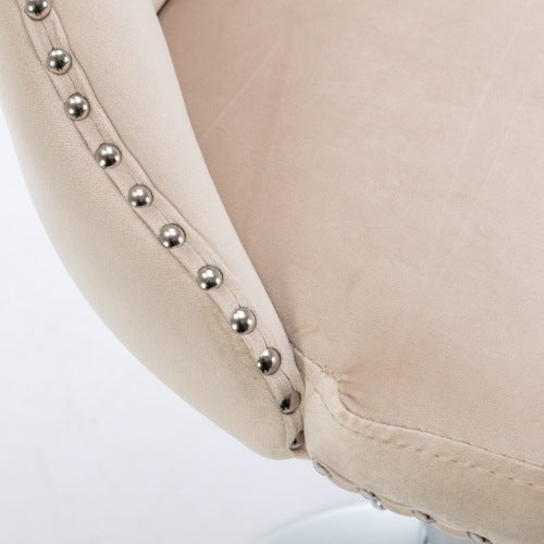 US Local Swivel Velvet Barstools Adjusatble Seat Height From 25-33 Inch Beige,Set Of 2