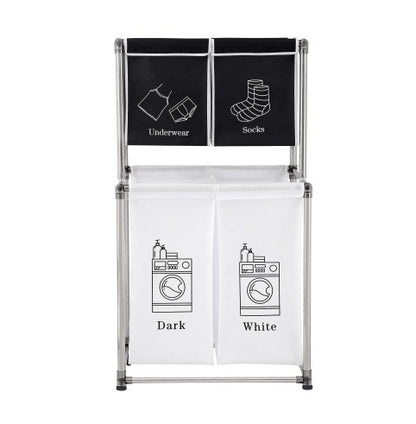 US Local Laundry Hamper 2 Tier Laundry Sorter With 4 Removable Bags For Organizing Clothes, Laundry, Lights, Darks
