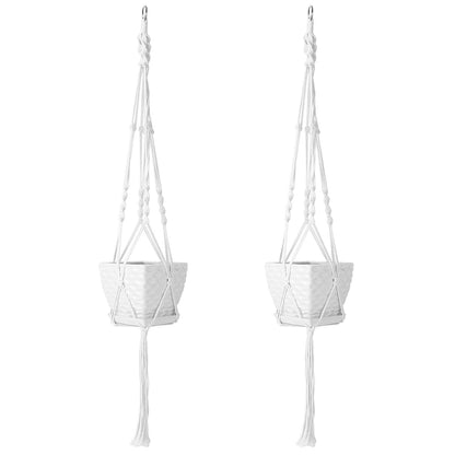 US Local 2Pcs Plant Hanger Flowerpot Net Bag 40in Cotton Rope Plant Hangers 4Legs Plant Hanger Fit For Round Or Square Plant Pot