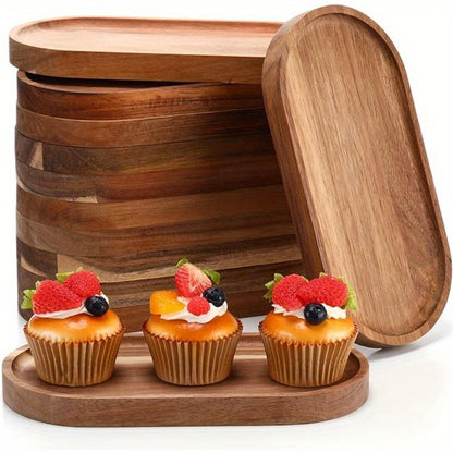 US Local 2 pcs LDQ Elegant Wooden Serving Tray - Japanese Style, Space-saving Design, Perfect For Home Decor And Kitchen Accessories