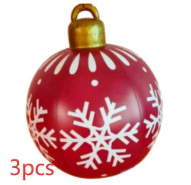 US Local Christmas Ornament Ball Outdoor Pvc 60CM Inflatable Decorated Ball PVC Giant Big Large Balls Xmas Tree Decorations Toy Ball
