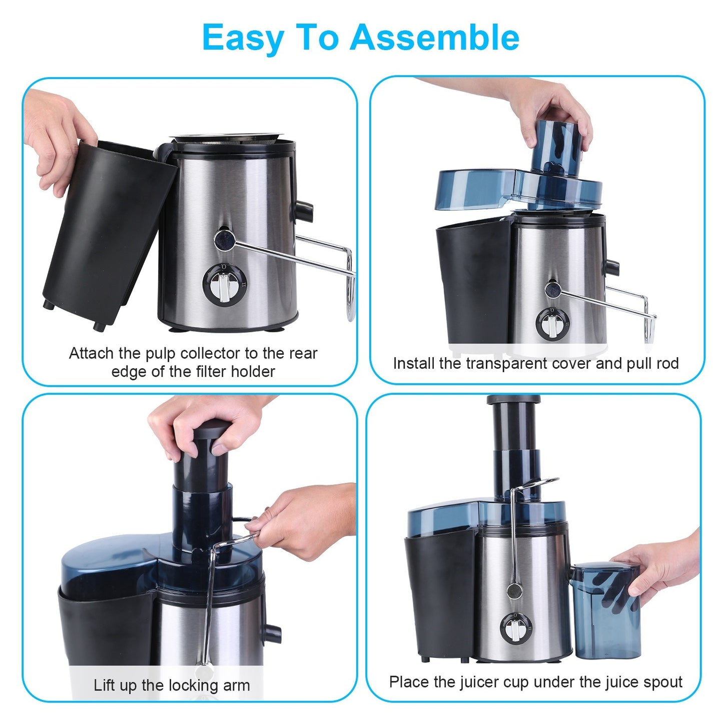 US Local 1Pc Centrifugal Juicer Juice Extractor With 2 Speeds 2.6in Wide Feed Chute 17Oz Juicer Cup 54Oz Pulp Collector Electric Juicer For Fruits Vegetables
