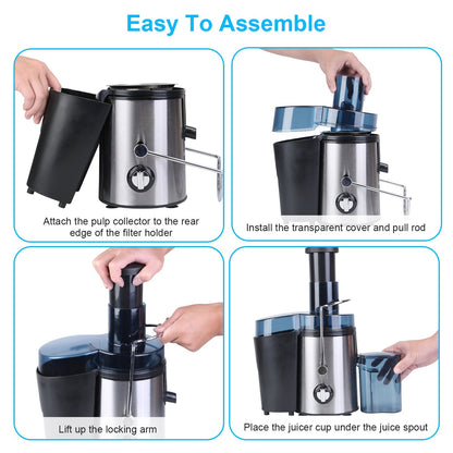 US Local 1Pc Centrifugal Juicer Juice Extractor With 2 Speeds 2.6in Wide Feed Chute 17Oz Juicer Cup 54Oz Pulp Collector Electric Juicer For Fruits Vegetables