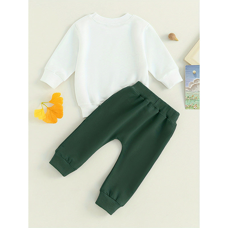 US Local Toddler Baby Boy Clothes 'Mama's Boy' Print Long Sleeve Sweatshirt Tops Trousers Set Casual Cute Outfit