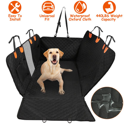 US Local Dog Car Back Seat Cover With Zipper Mesh Window Storage Bags Waterproof 600D Oxford Cloth Car Seat Protector With Slide Flaps For Cars Trucks SUVs