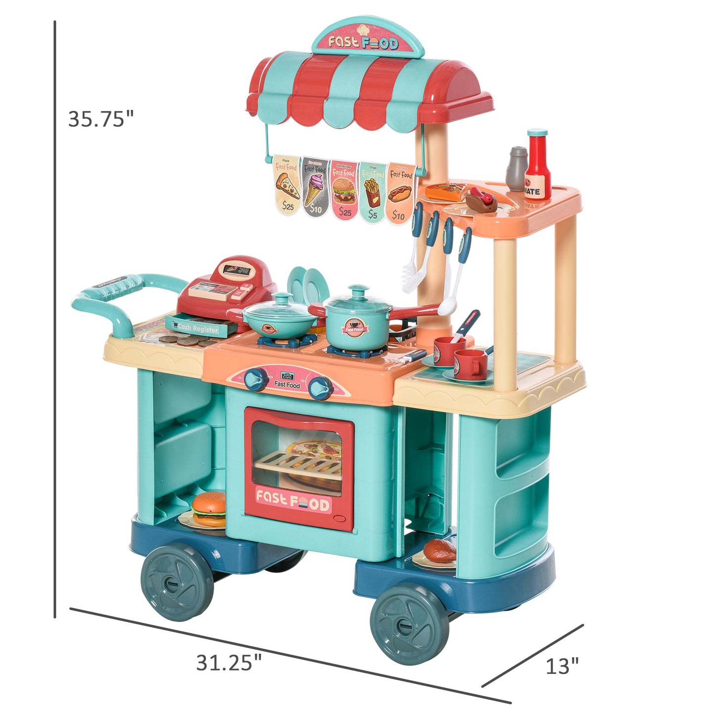 US Local Kids Kitchen Food Stand with Play Food