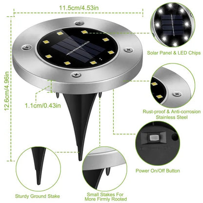 US Local 4Pcs Solar Powered Ground Light Outdoor IP65 Waterproof Buried