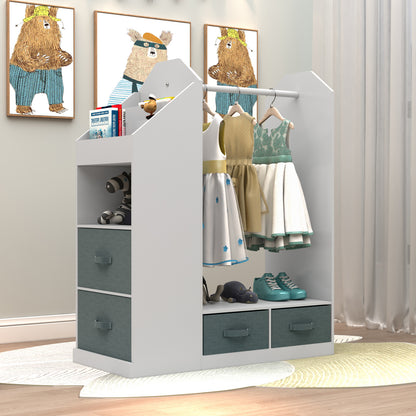 US Local Children's Clothing Storage Racks, Clothing Racks, Children's Wardrobes, Open Hanging Wardrobes With Mirrors