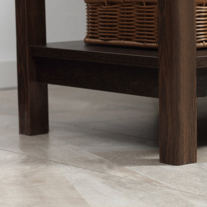 US Local Dark Brown Nightstand With Drawer And Shelves Compact Design For Small Spaces Bedroom Furniture