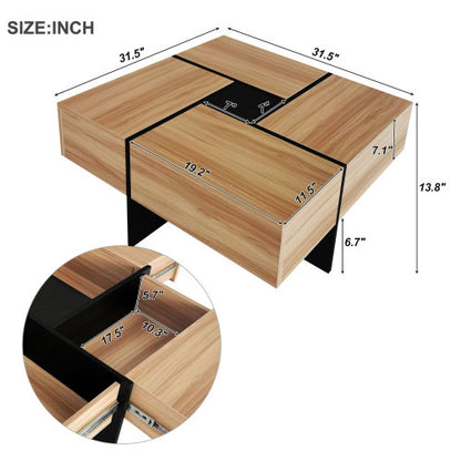 US Local Unique Design Coffee Table With 4 Hidden Storage Compartments