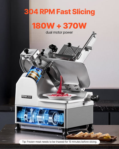 US Local Meat Slicer 550W 12" Electric Deli Food Slicer For Frozen Meat Bread Cheese