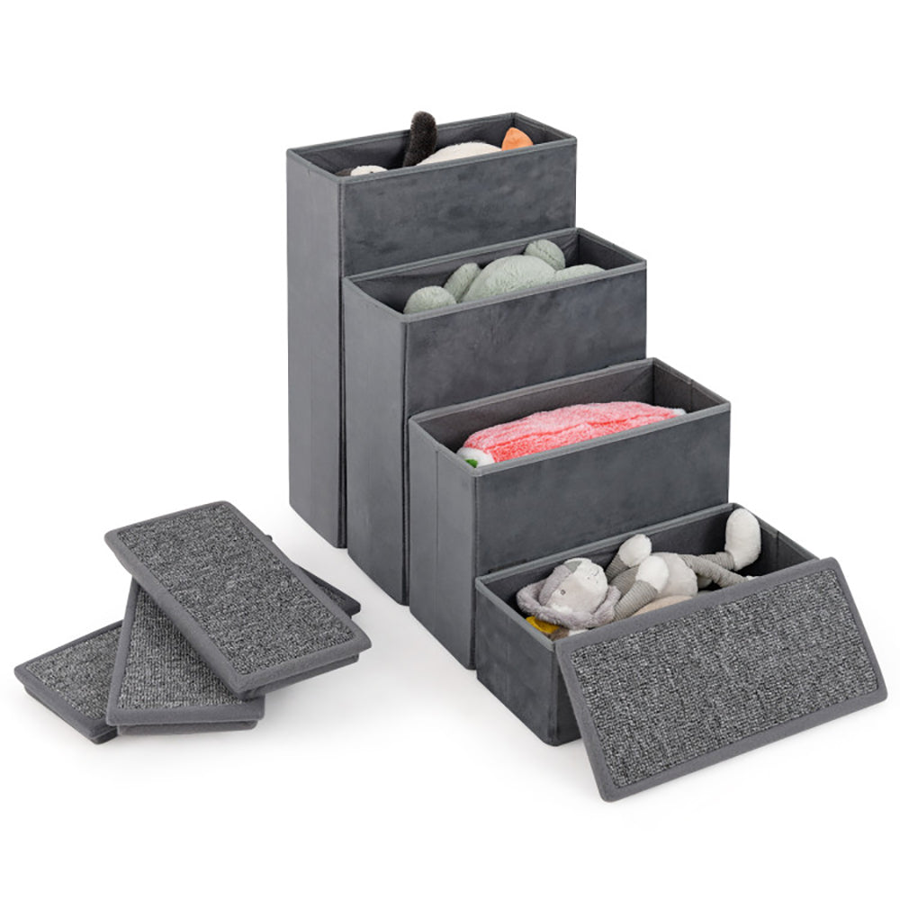 US Local 4-Step Dog Stairs Non-slip Foldable Dog Ramp With Adjustable Steps