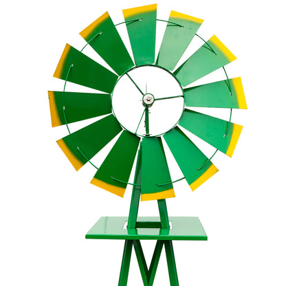 US Local 8FT Weather Resistant Yard Garden Windmill Green