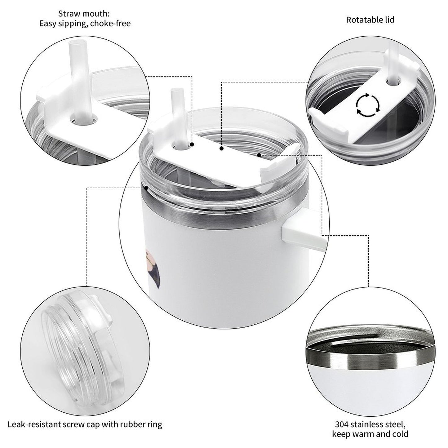 PHDT00302 POD US Local Tumbler 40 oz Large Capacity Car Cup Christmas Pink Flamingos