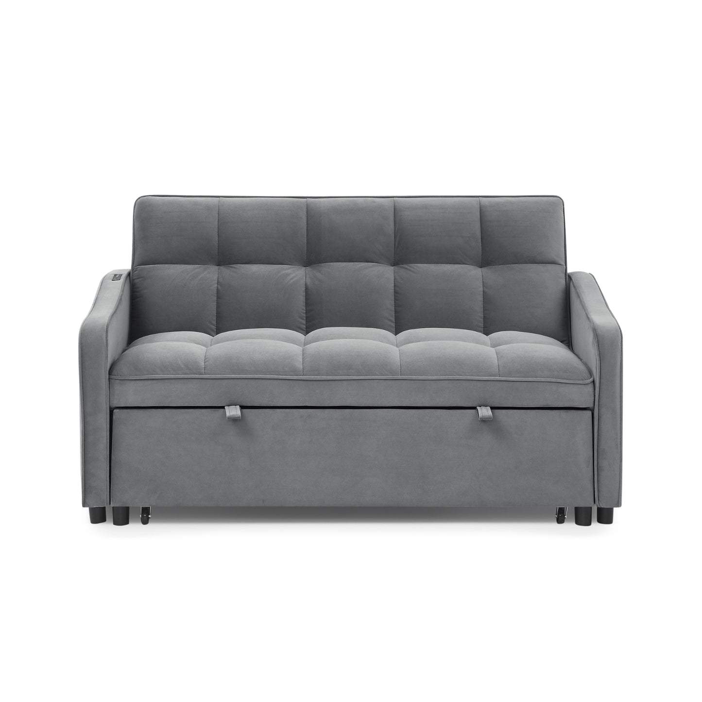 US Local Loveseat Sofa Bed Pull-out, Adjustable Back, Arm Pockets, TypeC & USB Charging