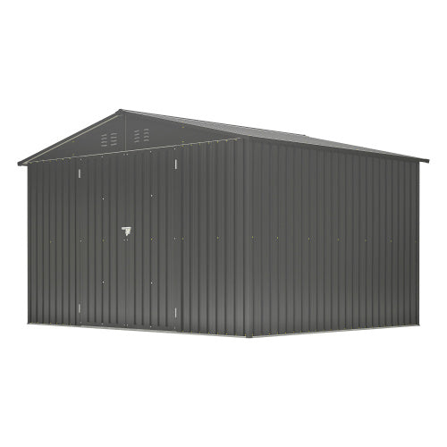 10X8 FT Outdoor Storage Shed, All Weather Metal Sheds With Lockable Doors, Tool Shed For Garden, Patio, Backyard, Lawn, Black