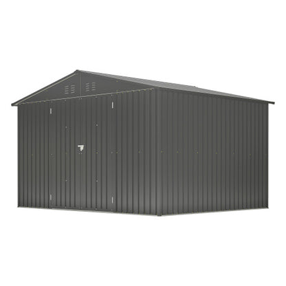 US Local 10X8 FT Outdoor Storage Shed, All Weather Metal Sheds With Lockable Doors, Tool Shed For Garden, Patio, Backyard, Lawn, Black