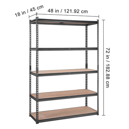 US Local VEVOR Storage Shelving Unit, 5-Tier Adjustable, 2000 Lbs Capacity, Heavy Duty Garage Shelves Metal Organizer Utility Rack, Black,  For Kitchen Pantry Basement Bathroom Laundry