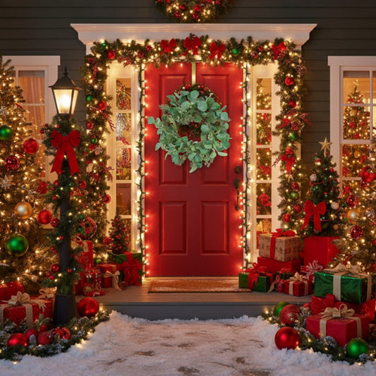 US Local 2PCS Set Christmas Wreath Eucalyptus Candle Rings 14.2in Green Artificial Plants Home Door Decor Holiday Wall Pendant FBA Shipment