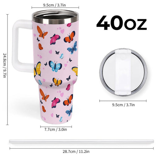 PHDT00482 POD US Local Tumbler 40oz Large Capacity Car Cup Butterfly Pattern Style