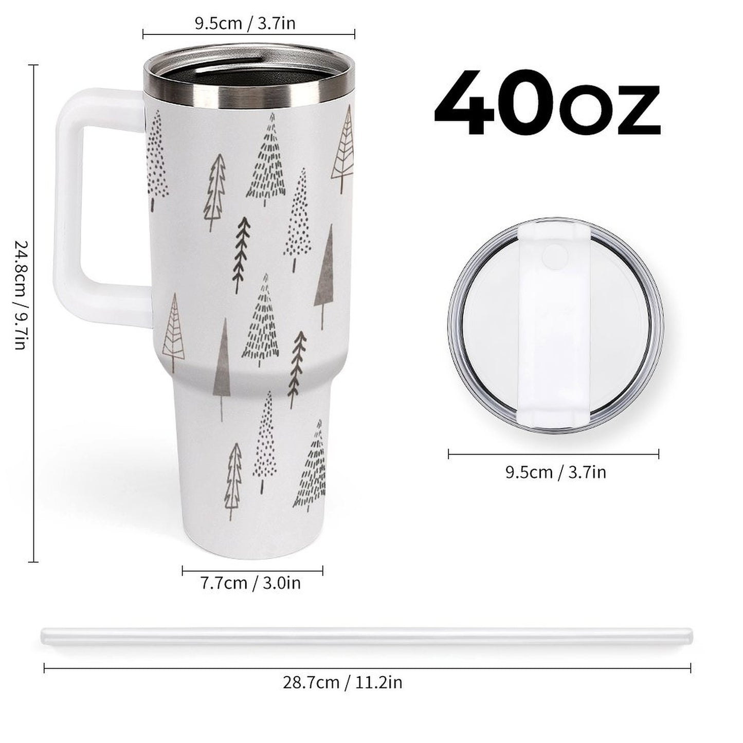 PHDT00081 POD US Local Tumbler 40 oz Large Capacity Car Cup Pine Trees, Christmas