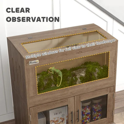 US Local 30 Gallon Stackable Reptile Tank W Storage Cabinet, Top Opening, For Bearded Dragon, Lizard, Snake, Hamster