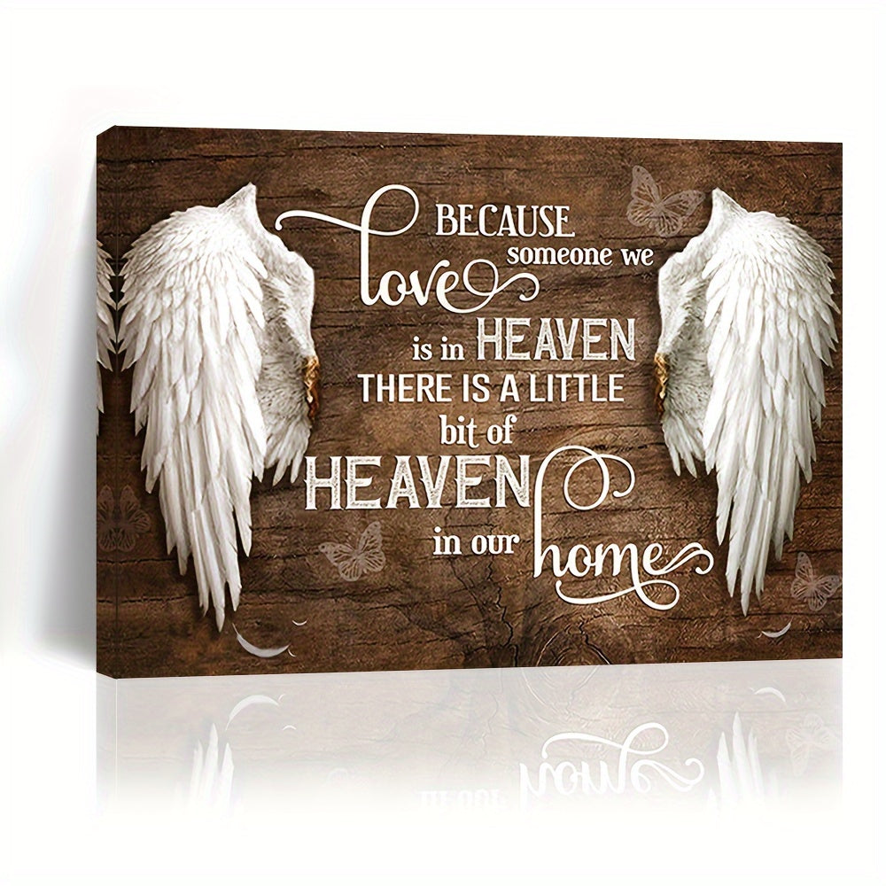 US Local 1 Wooden Frame Canvas Painting, Commemorative Wall Art Canvas Heavenly Angel Wings At Home, Framed Wall Art Print, Suitable For Living Room And Bedroom, Home Decoration, Holiday Gift For Her Or Him