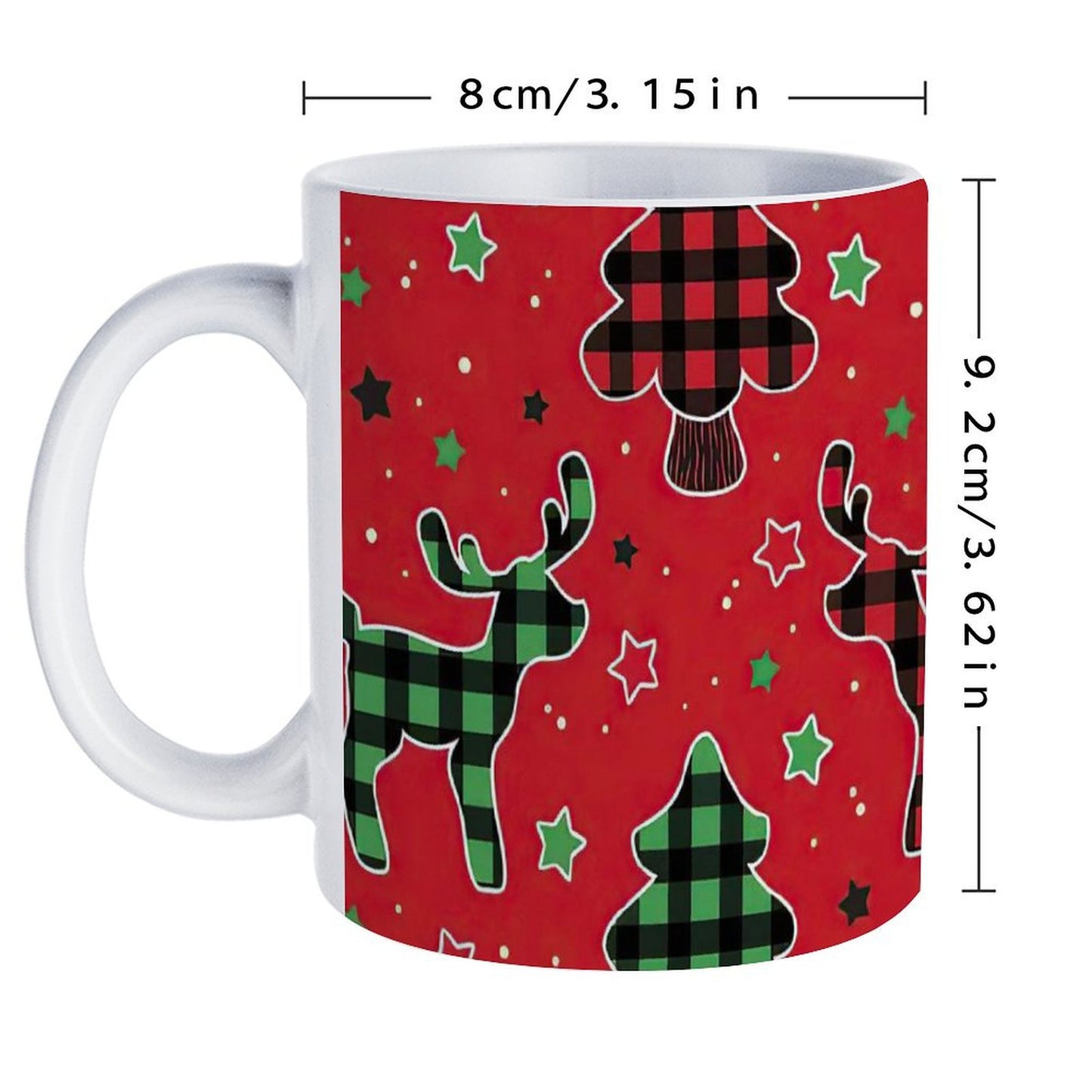 POD US Local White mug with full print, Christmas Elk 0090