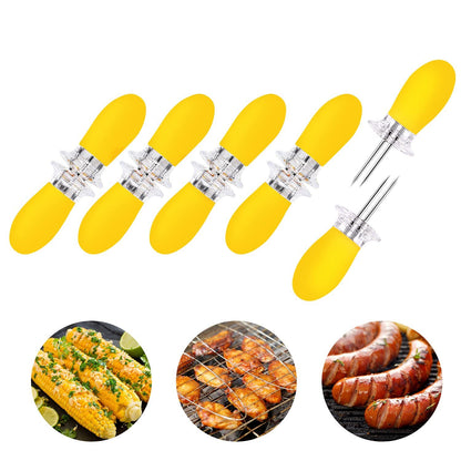 US Local Yellow Corn Cob Holder Stainless Steel Fork Skewer Is Suitable For Corn On The Cob Grilling Tools