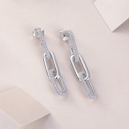 US Local Chain Luxury Fashion Diamond Earrings Stud Set With Mosan Diamond Silver Ornaments
