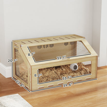 US Local 39 Inch Hamster Cage Habitat With Acrylic Window & Openable Top For Hamster, Gerbil, Guinea Pig, Rat, Oak