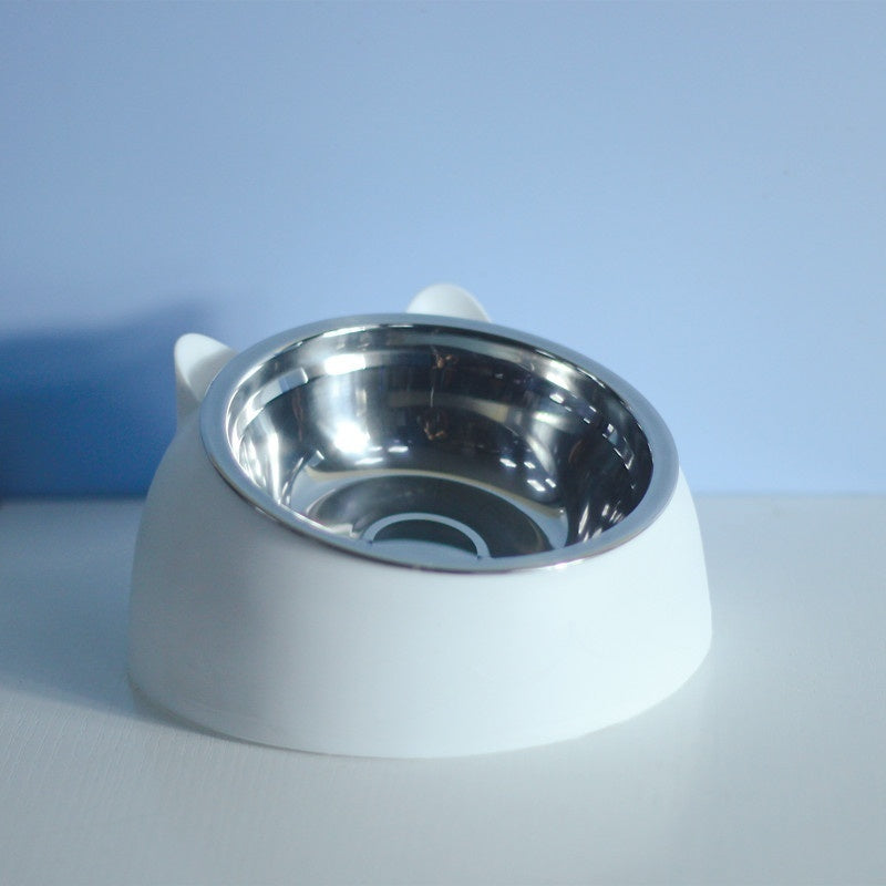 US Local Stainless Steel Dog Bowl Double Bowl Cervical Protection Oblique Mouth Hot Pet Food Basin Supplies