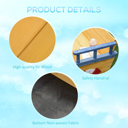 US Local Kids Sandbox Pirate Ship Sandboat w/ Bench Seat Storage Space Ceder