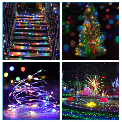 US Local 2 Light Color Options -- 1Pc Solar String Light Outdoor IP65 Waterproof Copper Wire String Lights Solar LED Fairy Lamps Wedding Party Festival