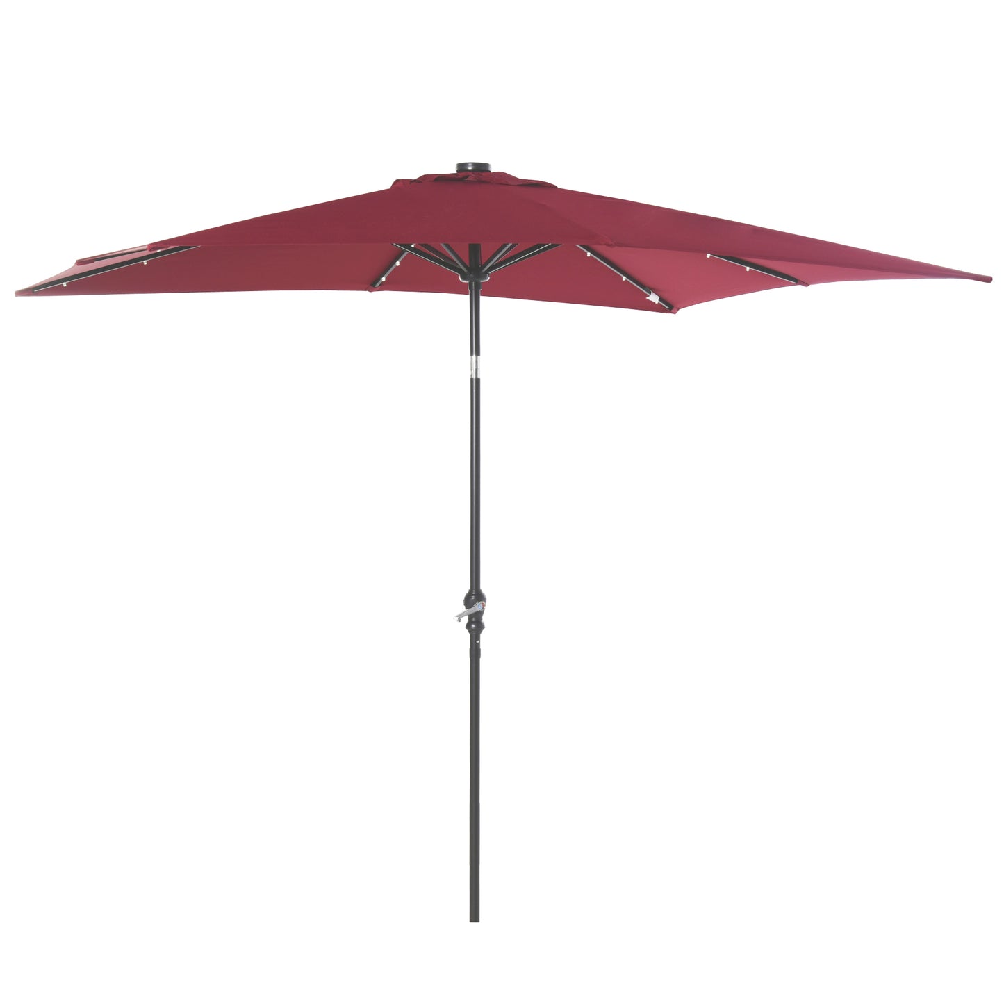 US Local 9ft Solar LED Patio Umbrella Outdoor Table Market Shade Crank Red