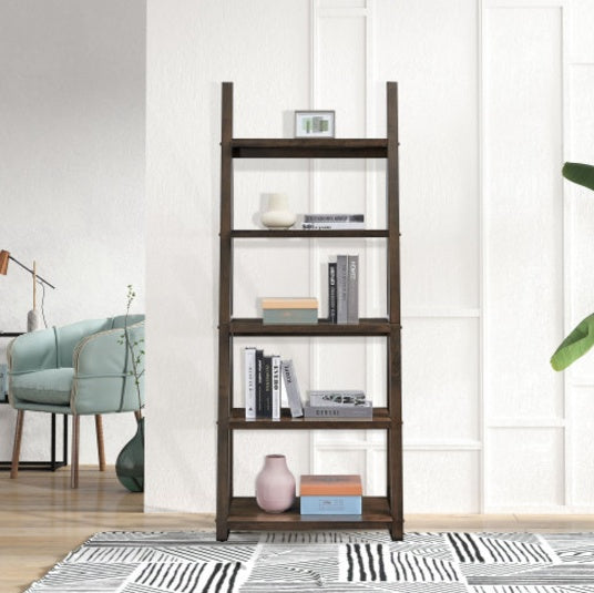 US Local 5 Tiers Of Shelves, Bookshelves, Storage Shelves, Bookshelves With Rubberwood Frames