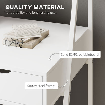 US Local Home Office Desk, Computer Desk For Small Spaces, Study Table With Drawer And Storage Shelves, White