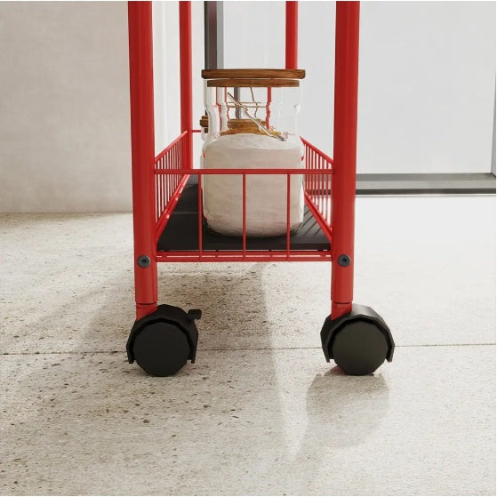 US Local 6-Tier Rolling Cart Gap Kitchen Slim Slide Out Storage Tower Rack With Wheels,Baskets,6 For Kitchen,Bathroom Laundry Narrow Piaces Utility Cart,Red