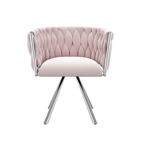 UK Local Velvet Dining Chair, Single Light Luxury Living Room Bedroom Swivel Chair, Leisure Swivel Chair With Four Metal Support Legs