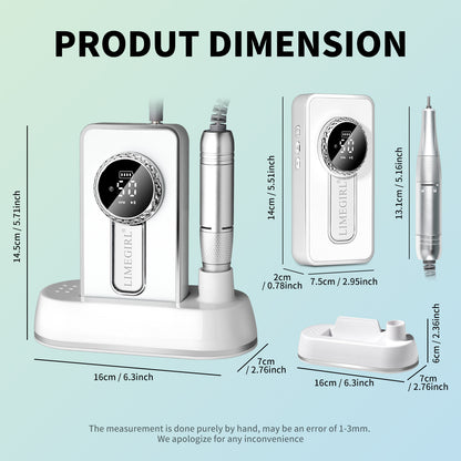 US Local Electric 45000RPM Nail Drill Machine Rechargeable Portable Nail File Electric DIY Nail Drill Kit With Smart LCD Screen For Gel Nail Manicure And Pedicure Reflective Body Etc
