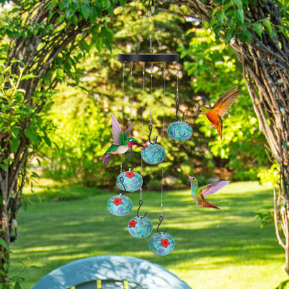 US Local 1Pc Wind Chimes Humming Bird Feeder Ant And Bee Proof Outdoor Hanging Hummingbird Feeder For Viewing Decoration For Garden Patio Yard Balcony